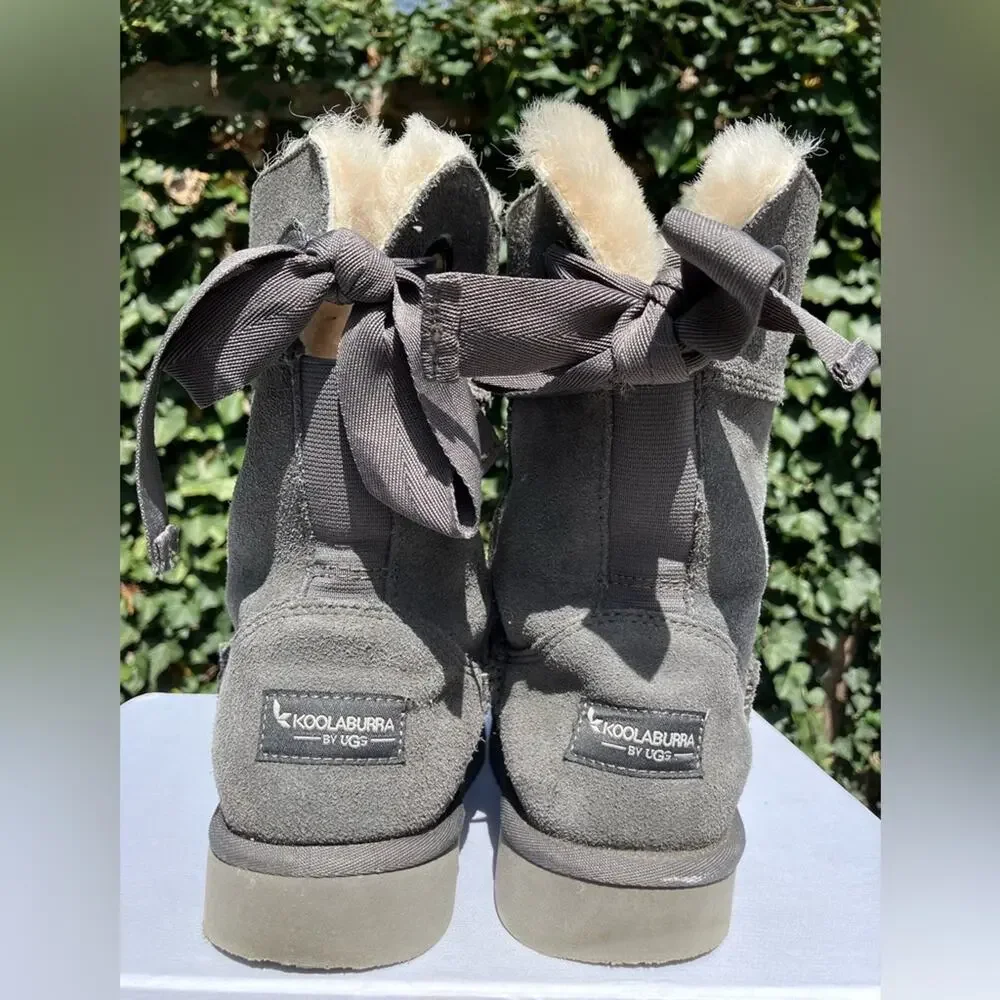 Koolaburra by Ugg kids Andrah short boot gray warm winter suede‎ sheepskin